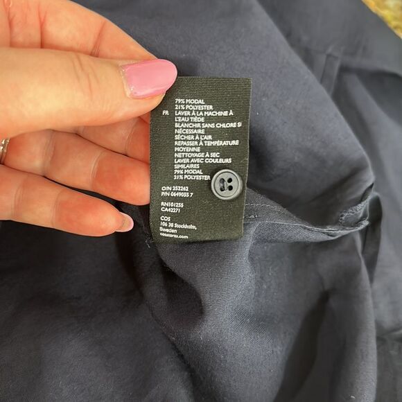 COS Navy Blue Long Sleeve Notch Neck Blouse Top Size 6 - Picture 6 of 10